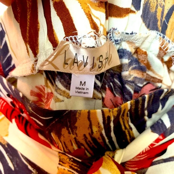 White Tropical Print Belted Button Down Slit Maxi Skirt - Picture 6 of 9